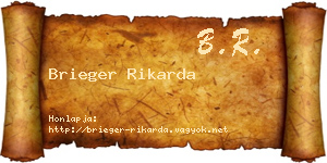 Brieger Rikarda névjegykártya